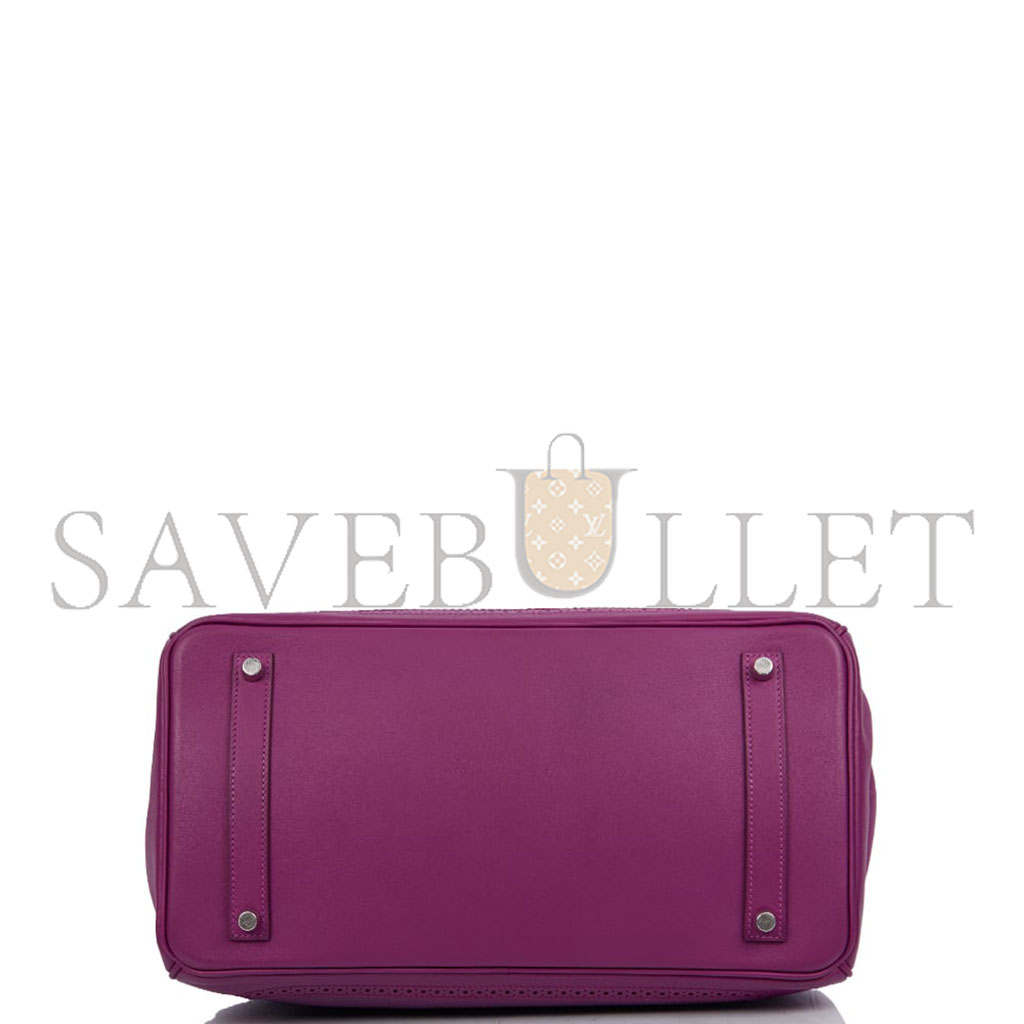 H**mes master birkin 35 swift and togo lace series anemone purple silver buckle h082650ck06 (35*28*18cm)